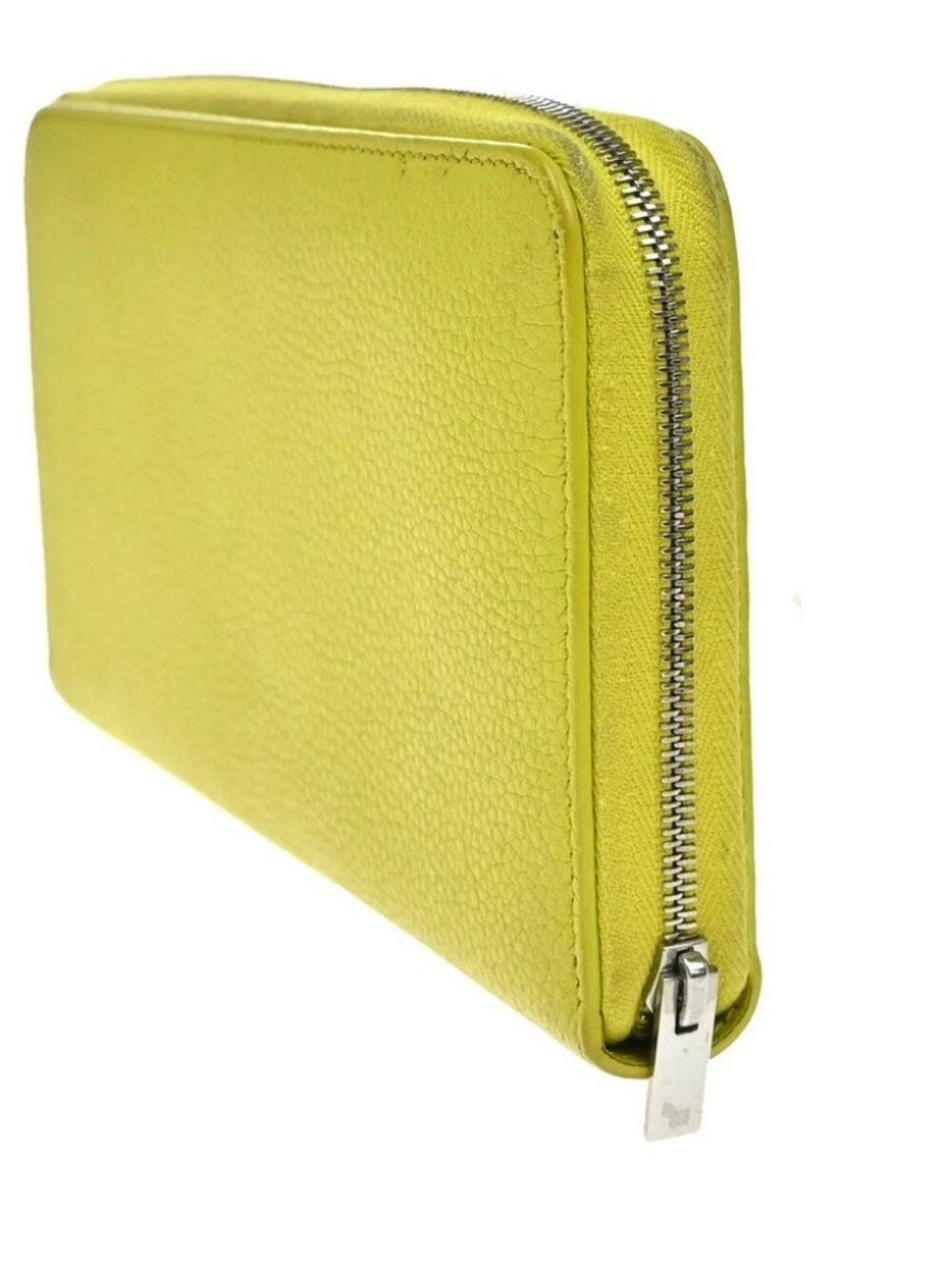 CELINE Logo Zip Around Long Wallet Purse Leather Yellow SHW Italy 66YH956 - Picture 4 of 14